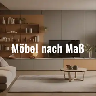 Moderne Regalwand und Sideboard vom Tischler in einem Wohnzimmer